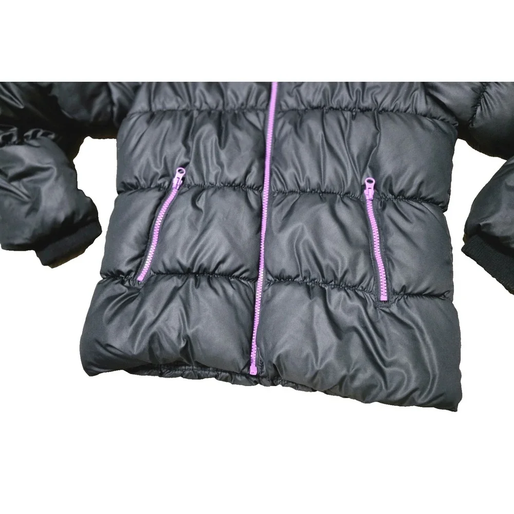 Old Navy Girl's Frost-Free Quilted Black‎ Jacket Hooded Winter Puffer Coat Sz L